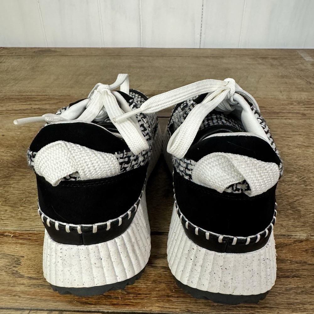 Universal Thread Platform Sneakers Women 7.5 Black White Woven Chunky Sole - Picture 6 of 9